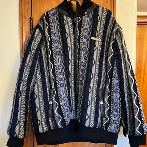 Men’s Vintage Rare COOGI zip up sweater jacket 2XL (blue/gray color way)